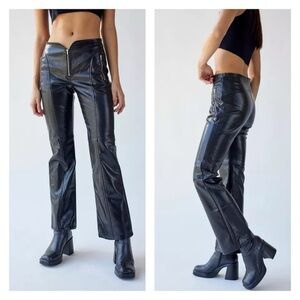 Urban Outfitters Alexa Faux Leather Reptile‎ Print Exposed Zipper Fly Moto Pant